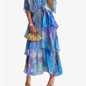 Elegant Blue Floral Women's Skirt